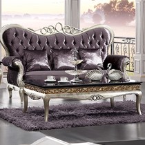 驿路坊新古典实木茶几,复古黑色烤漆手工雕刻工艺,手工贴香槟银箔茶几