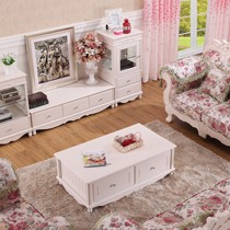 栀子花开纯实木韩式台几,双抽台几雕刻描银,型号: G328-13