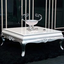 百冠家具实木框架新古典茶几,烤漆雕花象牙白茶台,型号FUSI-03