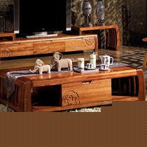 心居名家客厅茶几,海棠木中式茶桌,ML-CJ3101型图腾雕刻矮茶几