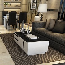 彼爱1生简奢镜面玻璃茶几,时尚个性双层六抽,1013黑白茶几