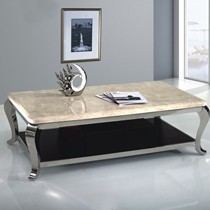 鼎洋家具乳白大理石台面茶几,地中海不锈钢框架茶几,型号DC32-14