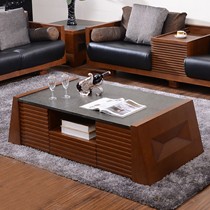 湘舍东南亚茶几大理石饰面,梯形造型茶几实木条纹装扮,货号JW703