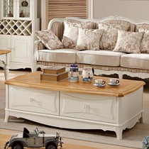 和购地中海白蜡木茶几,白色储物茶桌台,型号: 925长茶几