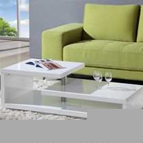 吉徕福方形白色不锈钢支柱创意茶几,圆角环保烤漆茶桌,型号: P1414CT01