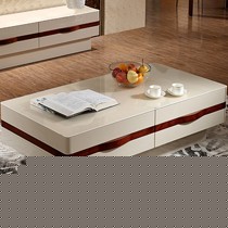 几度钢化玻璃长方形茶几,亮光烤漆茶桌,客厅储物茶几型号: 932A