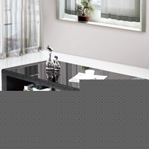 居客木色茶几,高密度中纤板喷亚光黑茶桌,钢化玻璃茶几