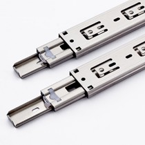 卡贝抽屉侧面轨道,不锈钢三节滚珠轨道CT-DG201,加厚滑轨缓冲胶垫设计