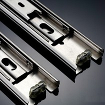 电脑桌托架侧面三节轨DG304,卡贝加厚不锈钢抽屉轨道,缓冲橡胶实心钢珠