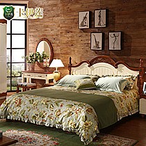 田园乡村双人床,植物环保纤维板英伦风1.8米床,卧室美式床,卡伊莲英伦乡村实木床 LS03T7