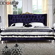 欧式古典布艺床,芭菲1.8米布艺软床,绒布双人床芭菲家具欧陆风情晶钻婚床