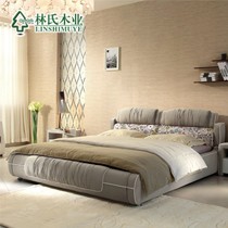 林氏木业1米8可拆洗布艺床,日式风情舒适淡雅,型号: R172