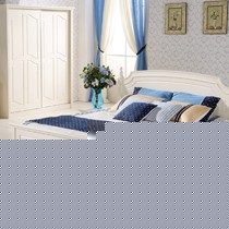 木槿之恋橡木田园双人床,奶白罗马柱温馨卧室床具,型号EC2201