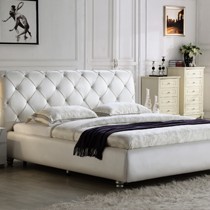 班菲皮艺真皮双人床,1.8*2.0米温馨卧室床具,新古典时尚软体床