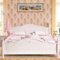 爱寓橡木雕花双人儿童床,1.5米实木唯美浪漫公主床,型号:A100