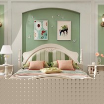 林氏木业小清新田园大床,1.8米木槿雕花双人床,储物箱高箱床BD1A-B