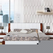 现代简约实木双人床,光明家具白色一米八床,实用水曲柳箱体床WX-71502-180A