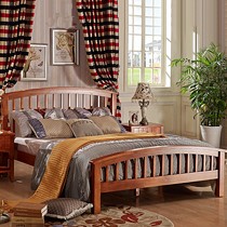 巢木341进口白杨木实木双人床,地中海1.8米床,栅栏式床头床尾设计