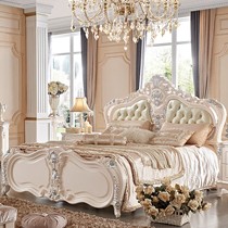 巢木欧式公主1.8米双人床,型号A829,白色松木实木对称手工雕花床