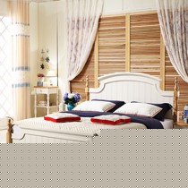 诗雅轩水曲柳实木床,1.8m地中海白色双人床,型号162雕刻床