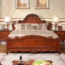 精美实木雕花婚床,美式乡村双人床,雅居格一米八木床F930