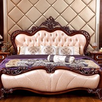 健吉斯古典实木双人床,1.8*2.0m皮艺卧房床,6633雕花公主床