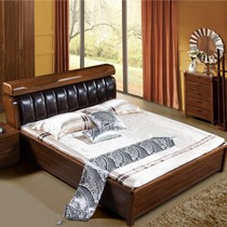 安惠现代中式实木储物床,1.8m高端霸气双人床,坚固耐用W102高箱婚床