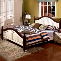 楠艺轩1.5m柏树实木双人床,地中海钢琴烤漆工艺卧房床,型号: SC07#