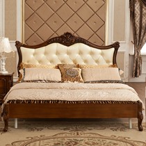 法利亚玫瑰雕花实木双人床,环保真皮镶钻双人床,型号:TJ-9999