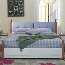 拉阔乡村地中海风格床,1.8米双人榆木高箱储物床,dc03环保简约实木床