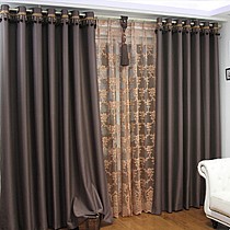 伊佳仁纯色加厚全遮光窗帘,客厅窗帘挂钩式-进口面料制作