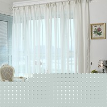 烟花玉白色家居成品纱帘,客厅卧室飘窗挂钩式窗帘,货号 麻纱系列一