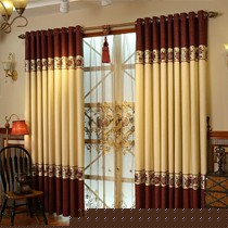 伊佳仁棉麻拼接提花窗帘,可定制穿杆式布帘,型号: YJ535