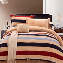 华锦添简约时尚床上四件套,珊瑚绒保暖印花床上用品,1.5米几何图案,HJT-SHR01