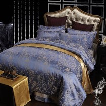 曼克顿简约奢华丝棉床品套件,荷叶边提花4件套,货号: sjt-hqth001