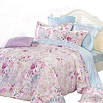 博洋家纺植物花卉100%天丝四件套,演绎凉滑柔春夏床品套件洛丽塔风格