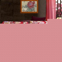 弗兰家纺桑蚕丝大花三件套,1.5米真丝提花婚庆床上套件