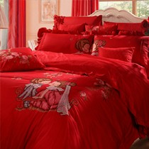 富安娜全棉十件套婚庆家纺,1.5米植物花卉床上套件,型号: 811001249