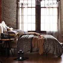 豹纹全棉活性印花四件套,ewqtwy欧美风床品,南极人斜纹床上用品