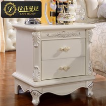 拉菲曼尼象牙白欧式床头柜,描银雕花板式公主床头柜,型号FB006