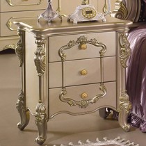 约翰华兰奢华欧式组装实木床头柜,香槟金雕花描金橡木柜,型号: 019