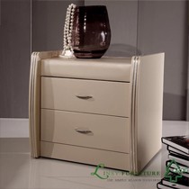 林氏木业现代感整装实木柜,双抽环保皮艺床头柜,型号: A32#