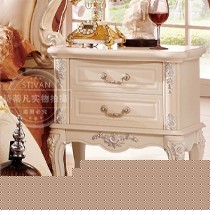 诗蒂凡A808系列实木镂空雕花床边柜,法式环保储物五金床头柜
