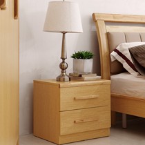 林氏木业橡胶木田园床头柜,原木色实木艺术卧室床边柜,货号 5105