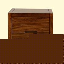 龙森家具T01型双抽床头柜,新古典式榆木床头柜,深栗色卧室收纳柜