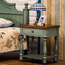 妮可拉美法国蓝色床头柜,地中海式单抽屉床边柜,整装方式方便快捷