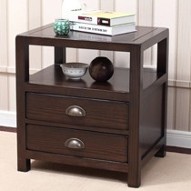 新中式卧室床头柜,优梵艺术水曲柳全实木制造,圆角设计超大储物柜G11-S03