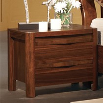 新中式实木床头柜,自由巢简约胡桃木储物柜,卧室床边收纳柜W9202