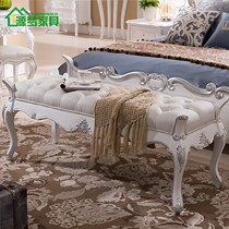 源梦家具牌皮艺床尾凳,ymopi-005h型白色描银床尾凳,真皮水晶拉扣设计