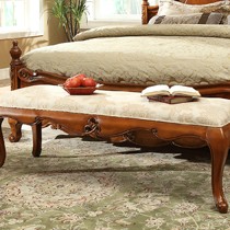 瑞福祥美式布艺简约床尾凳,进口实木纯手工雕刻工艺,坚固耐用多功能长凳
